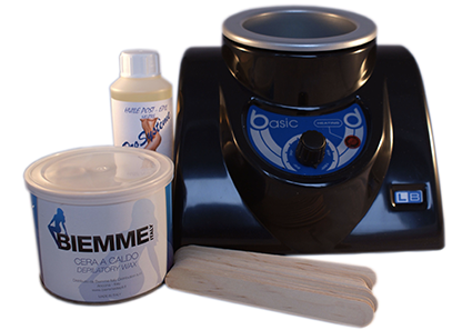 Kit d'épilation complet basic à la cire chaude en pot de 400ml, chauffe cire professionnelle avec une cuve 400 ml
