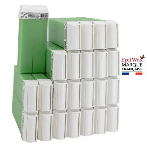 Lot de 24 x Roll On Cire Epilation + Bandes d'Épilation + Huile après Épilation